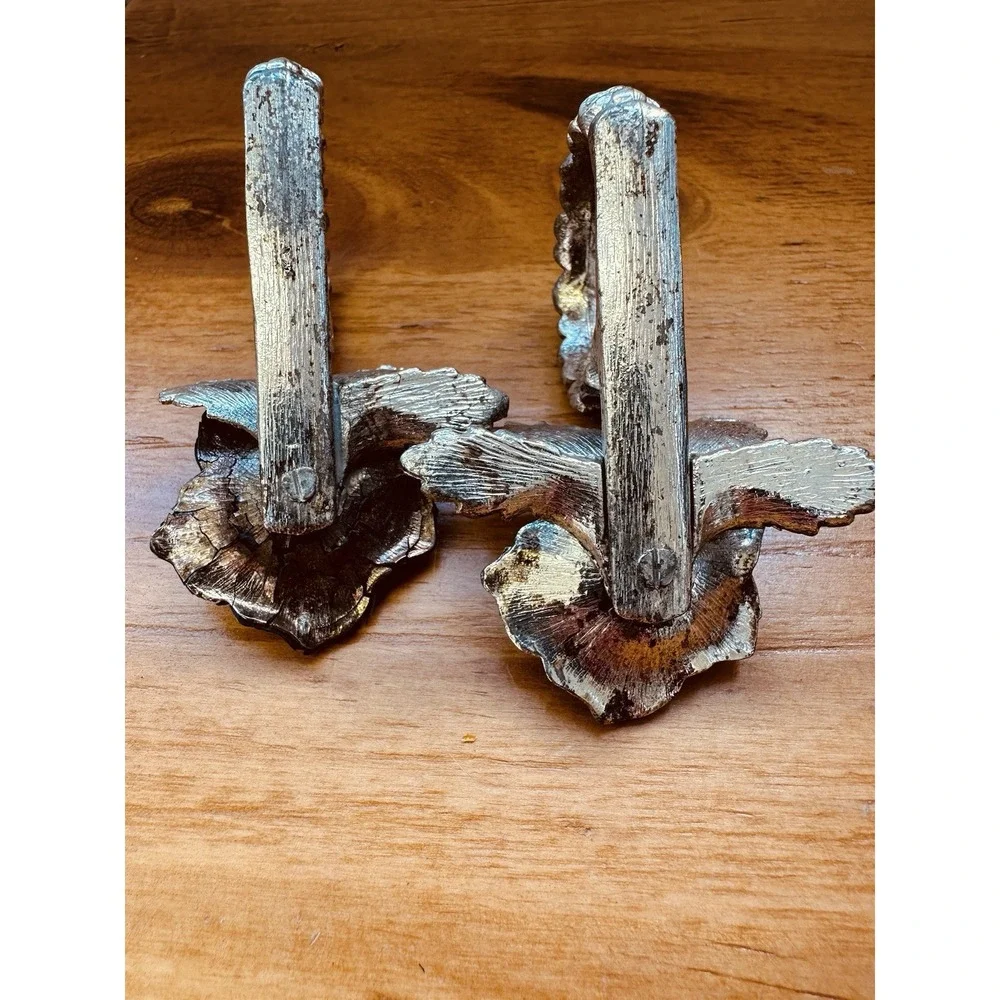 Vintage Pair Princess House Silver‎ Tone Rose Flower Place Holder Napkin Rings